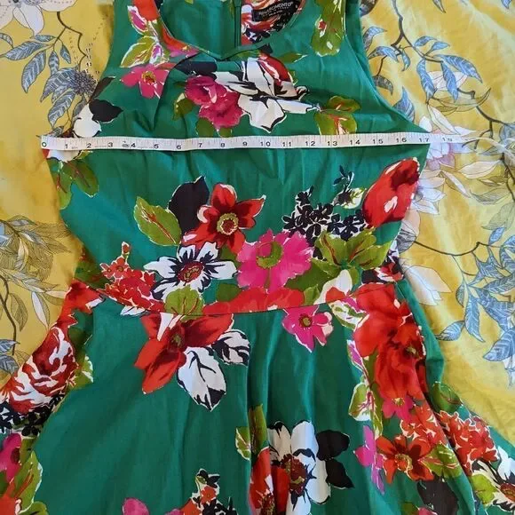 RENASCIMENTO green floral fit and flare dress sz s dolce Vita made in Italy euc - Picture 4 of 6